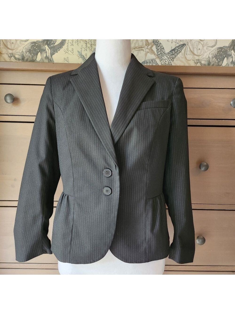 New York & Company Women's Black Pinstripe Blazer